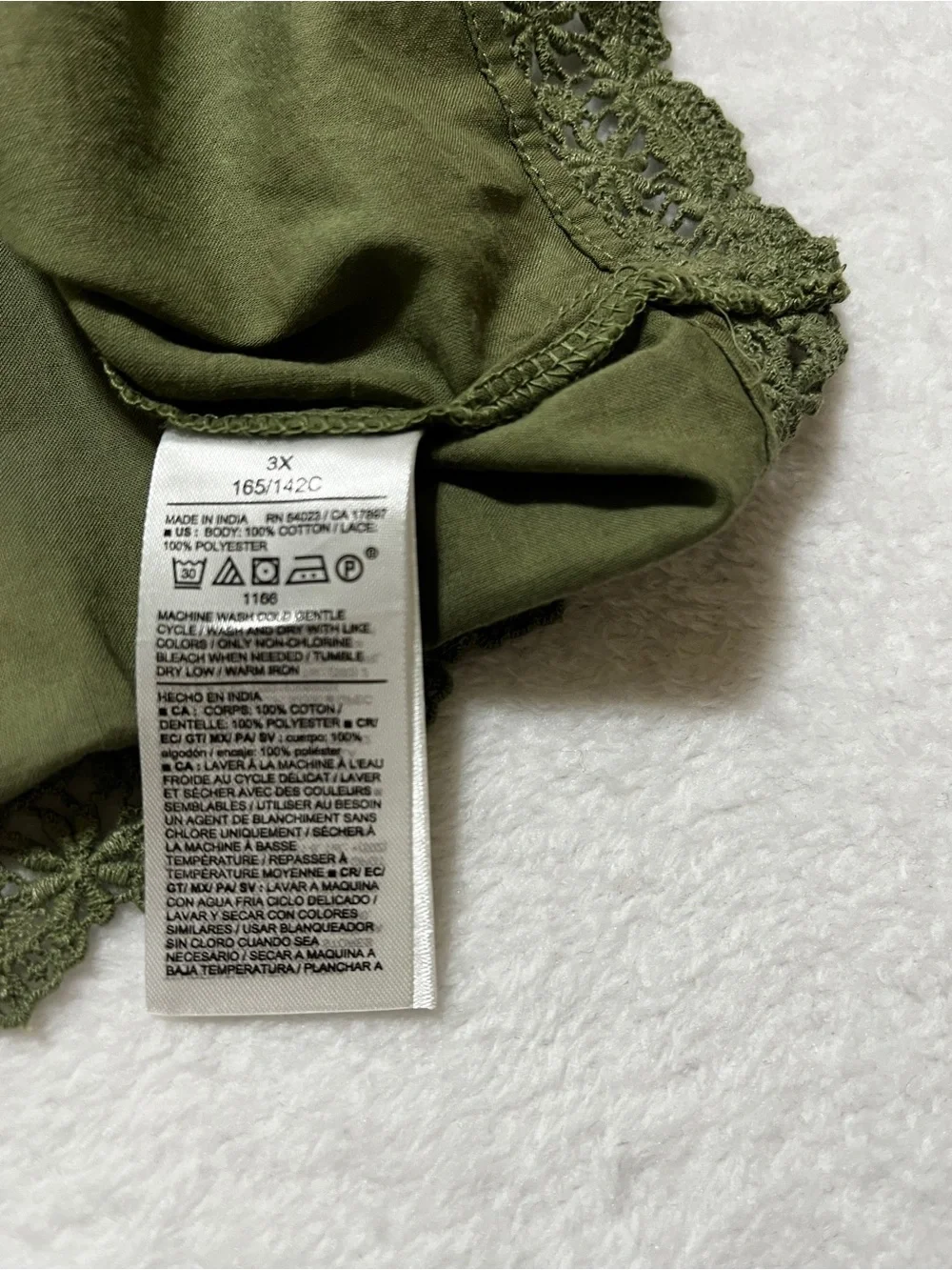 Old Navy NWT Olive Green (Bare Ground) Lace Trim Square Neck Blouse Top Size 3X